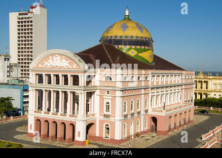 Vue de dessus de la Teatro Amazonas - construit en 1896 durant le boom du caoutchouc Banque D'Images