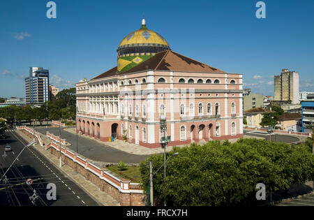 Vue de dessus de la Teatro Amazonas - construit en 1896 durant le boom du caoutchouc Banque D'Images