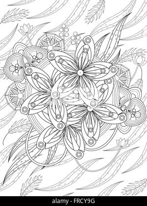 Belle coloration florale page en ligne exquis Illustration de Vecteur