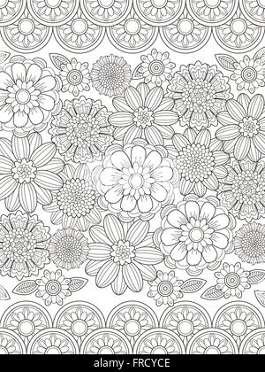 Belle coloration florale page en ligne exquis Illustration de Vecteur