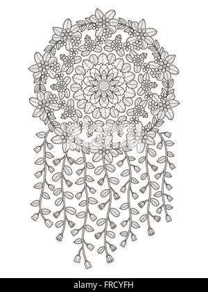 Imprimé floral coloriages en ligne exquis Illustration de Vecteur