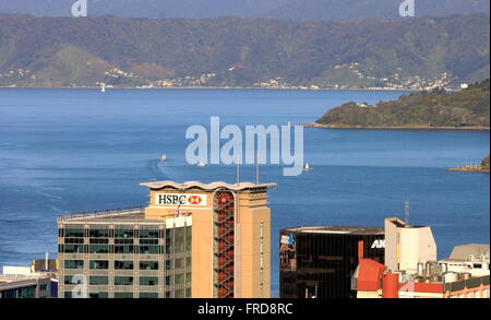 Wellington, Nouvelle-Zélande - 5 novembre 2015 : la ville de Wellington et le port. Banque D'Images