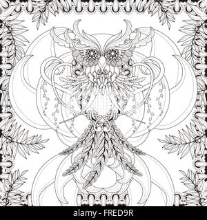 Owl magnifiques coloriages en style exquis Illustration de Vecteur