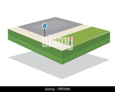 Télévision 3D isométrique parking lot Illustration de Vecteur