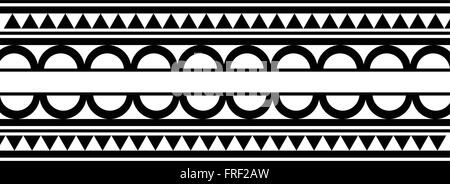 / Le style Polynésien Maori Tattoo bracelet noir et blanc Illustration de Vecteur