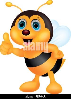 Cute cartoon abeille thumb up Illustration de Vecteur