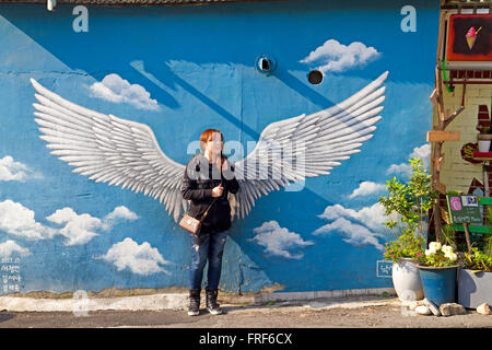 Murale dans la banlieue de Séoul Ihwa-dong Banque D'Images