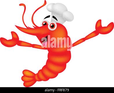 Crevettes agitant chef mignon Illustration de Vecteur