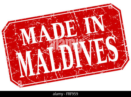 Faite aux Maldives la place rouge grunge stamp Banque D'Images