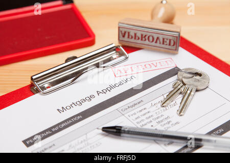 Formulaire de demande de prêt hypothécaire Banque D'Images