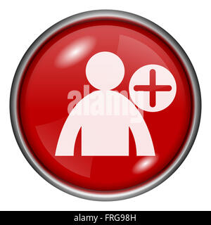 Avec l'icône rouge brillant rond blanc design sur fond rouge Banque D'Images