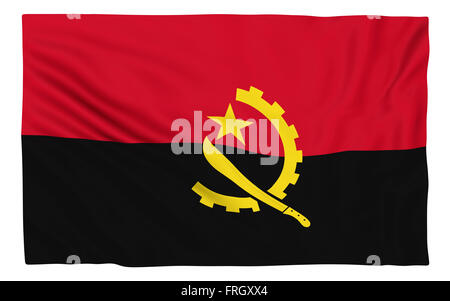 Pavillon de l'Angola , isolé sur blanc. Banque D'Images