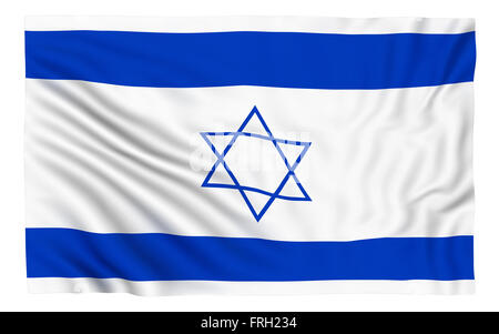 Drapeau d'Israël , isolé sur blanc. Banque D'Images