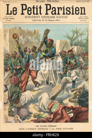 Bataille d'In-Rahr Algérie Afrique 1900. Illustration du petit parisien dans le journal français illustré Banque D'Images