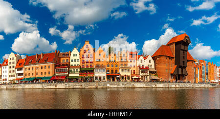 Panorama de la vieille ville et de Motlawa Gdansk, Pologne Banque D'Images