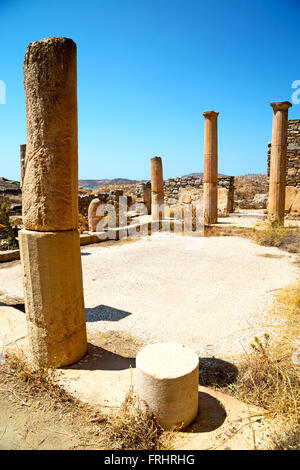 Dans la Grèce delos historycal acropole et vieille ruine plan du Banque D'Images