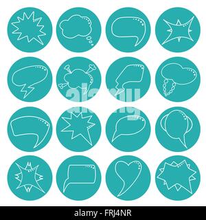 Bulles de texte imprimés en bleu style ligne fine en séries Illustration de Vecteur