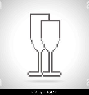 Deux verres icône dans pixel art style avec ombre sur gradient background Illustration de Vecteur