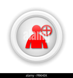 L'icône ronde en plastique avec design rouge sur fond blanc Banque D'Images