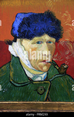 Autoportrait avec oreille bandée et tuyau par Vincent van Gogh dans le Kunsthaus de Zurich, le musée des beaux-arts de Zurich Suisse Banque D'Images