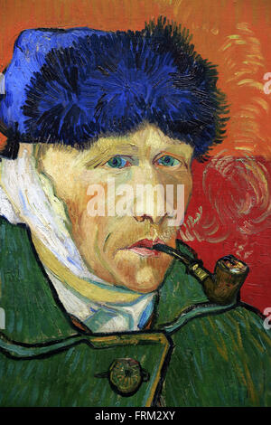 Autoportrait avec oreille bandée et tuyau par Vincent van Gogh dans le Kunsthaus de Zurich, le musée des beaux-arts de Zurich Suisse Banque D'Images