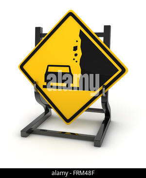Panneau routier - chute de rock le droit , c'est un calculateur générée et 3d rendu photo. Banque D'Images