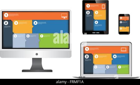 Web design réactif sur différents périphériques Illustration de Vecteur