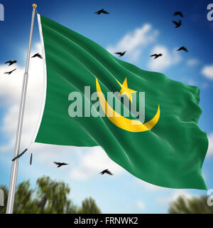 Drapeau de la Mauritanie , c'est un 3D générée par ordinateur et l'image rendue. Banque D'Images