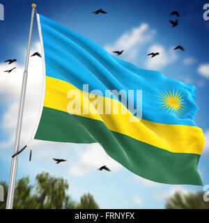 Flag of Rwanda , c'est un 3D générée par ordinateur et l'image rendue. Banque D'Images