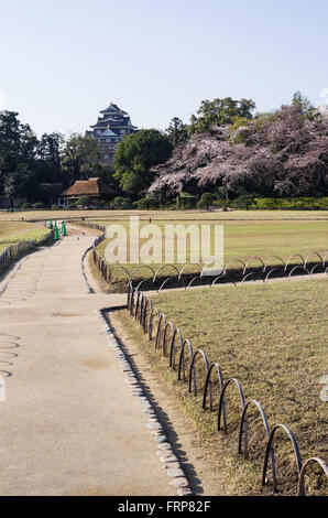 Okayama Castle vu depuis le Jardin Korakuen au printemps, Okayama, Japon Banque D'Images