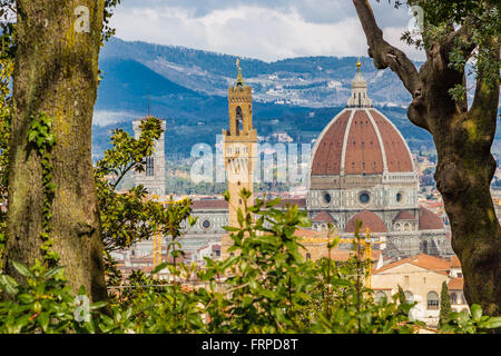 Des vues à couper le souffle sur les palais et églises de Florence, Toscane Banque D'Images