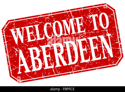 Bienvenue à Aberdeen Place rouge grunge stamp Banque D'Images