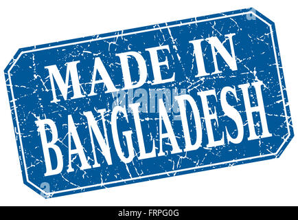 Fait en Bangladesh blue square grunge stamp Banque D'Images