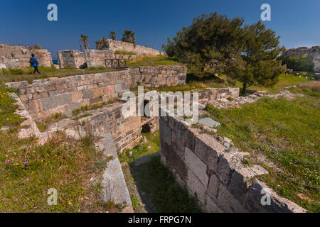 Le Château des Chevaliers de Saint-Jean-Baptiste, île de Kos, Grèce. Banque D'Images