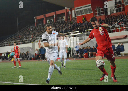 Gibraltar. 23 mars 2016. Gibraltar 0-0 Lichtenstein, Victoria Stadium, Gibraltar. Match international amical. Crédit : Stephen Ignacio/Alamy Live News Banque D'Images