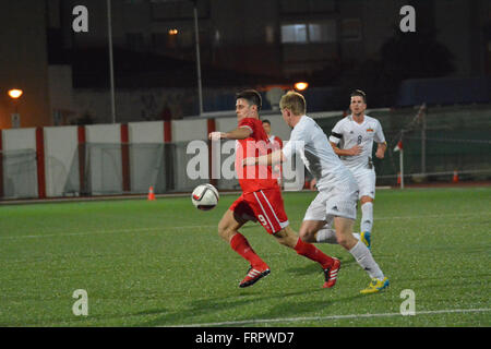 Gibraltar. 23 mars 2016. Gibraltar 0-0 Lichtenstein, Victoria Stadium, Gibraltar. Match international amical. Crédit : Stephen Ignacio/Alamy Live News Banque D'Images