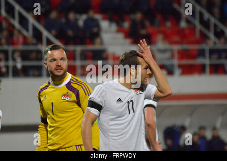 Gibraltar. 23 mars 2016. Gibraltar 0-0 Lichtenstein, Victoria Stadium, Gibraltar. Match international amical. Crédit : Stephen Ignacio/Alamy Live News Banque D'Images