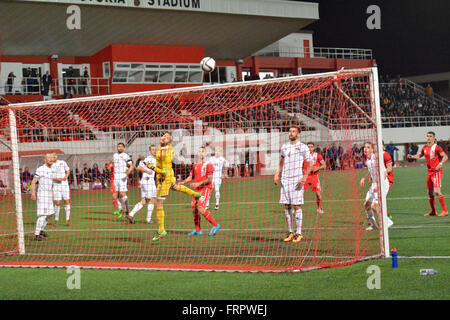 Gibraltar. 23 mars 2016. Gibraltar 0-0 Lichtenstein, Victoria Stadium, Gibraltar. Match international amical. Crédit : Stephen Ignacio/Alamy Live News Banque D'Images