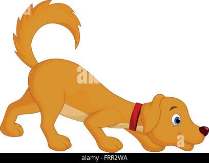 Mignon chien cartoon reniflant Illustration de Vecteur