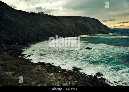 Beau sable dans Barrika, Bilbao, Pays Basque, Espagne Banque D'Images