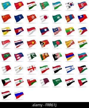 Tous les drapeaux européens définir des icônes avec ombres sur white Banque D'Images