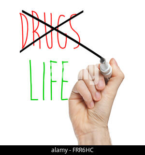 Dire non à la drogue,choix de vie - message sur tableau blanc Banque D'Images