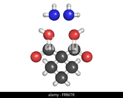 Carboplatine médicament de chimiothérapie du cancer, la structure chimique. Les atomes sont représentés comme des sphères avec codage couleur classiques Banque D'Images