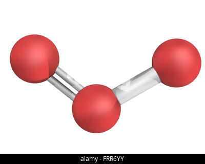 Trioxygen d'ozone (O3), molécule, structure chimique, modèle moléculaire réaliste Banque D'Images