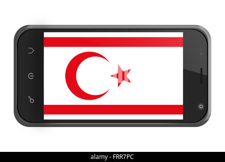 République turque de Chypre du Nord drapeau sur l'écran du smartphone isolated on white Banque D'Images