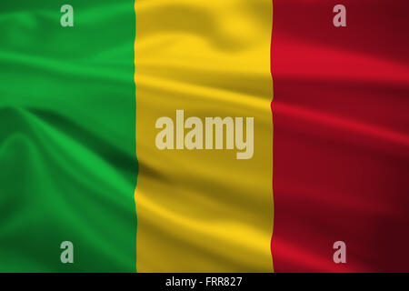 Le Mali d'un drapeau dans le vent. La texture de fond. Banque D'Images
