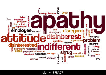 L'apathie c'mot concept cloud qu'indifférence et désintérêt tags liés Banque D'Images