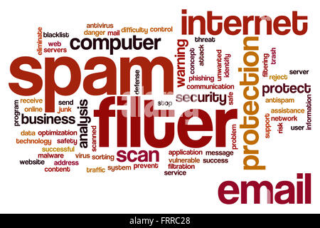 Filtre Spam mot concept cloud background Banque D'Images