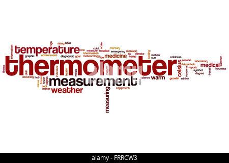 Mot thermomètre concept cloud avec mesure de température tags liés Banque D'Images