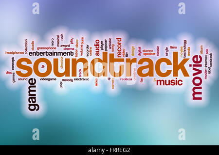 Soundtrack mot concept cloud avec abstract background Banque D'Images